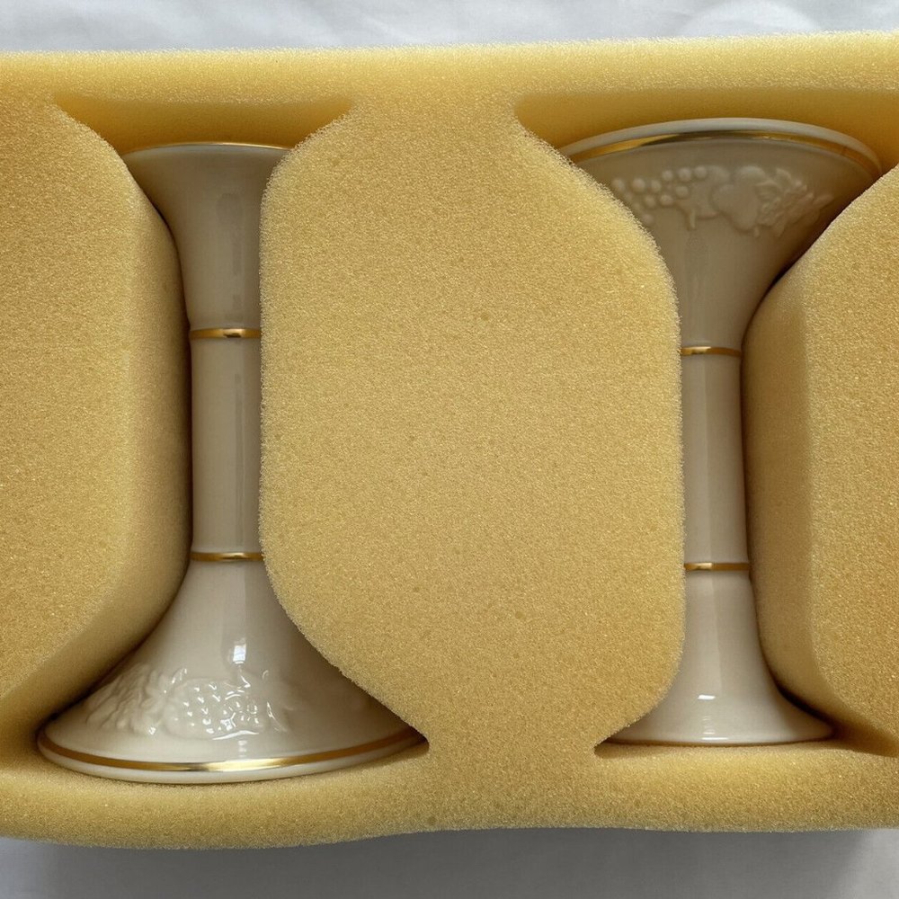 Lenox - Fruits of Life Candlesticks Fine China 24k Trim in Box With COA - Picture 9 of 9